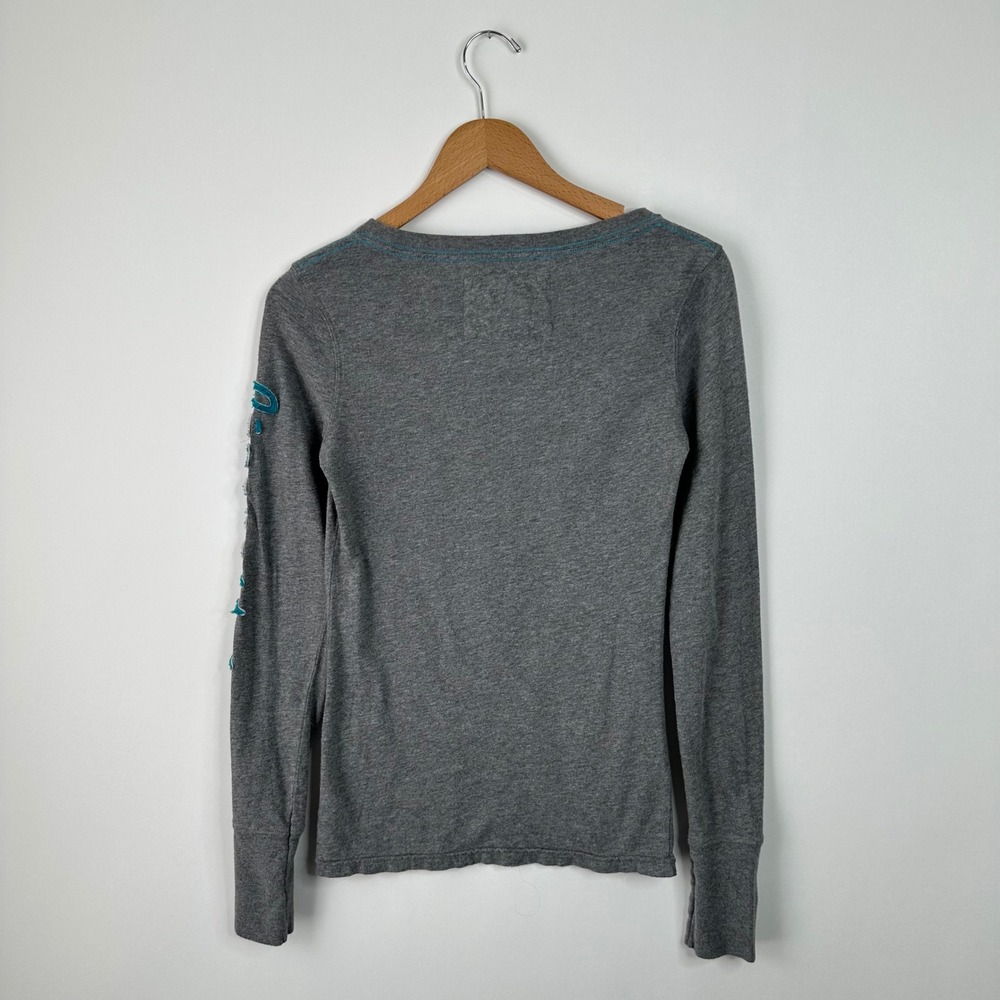 Aeropostale Womens Long Sleeve T Shirt Gray 1987 Graphic Top Medium - Picture 4 of 5